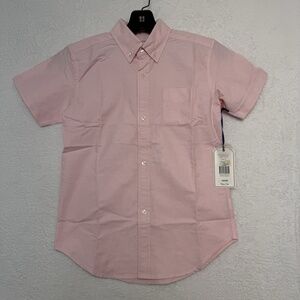 Classic Prep Boys Pink Button-Down Shirt Size 10 NWT Short Sleeve Cotton